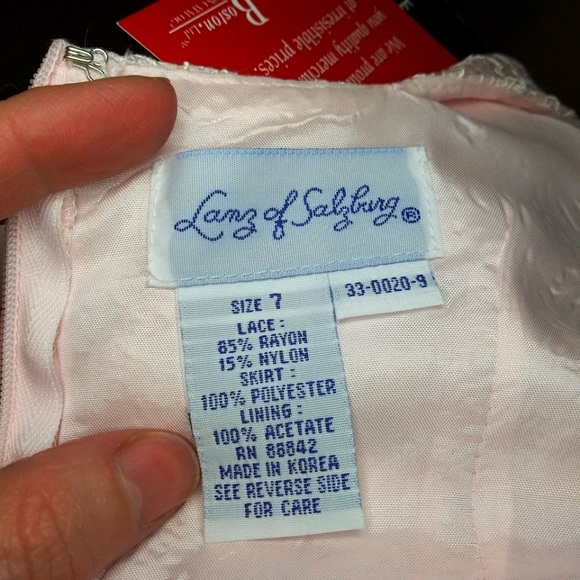 Vintage Girl's Lanz of Salzburg Pale Pink Lace & Chiffon Special Occasion Dress - Picture 13 of 15